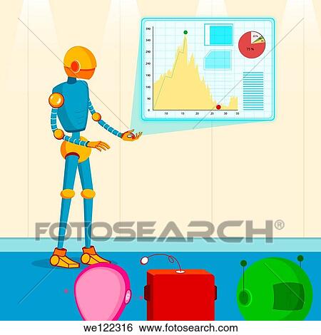Robot giving a business presentation View Large Photo Image Stock Photograph - Robot giving a business presentation. Fotosearch
