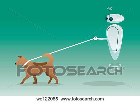 Robot walking dog outdoors View Large Photo Image Stock Photography - Robot walking dog outdoors. Fotosearch