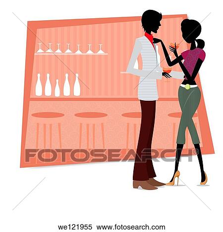 Stock Photography - Romantic couple enjoying drinks in a bar. Fotosearch