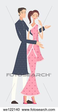 Stock Image - Romantic Indian couple. Fotosearch