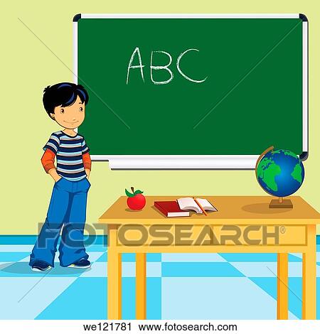 Schoolboy standing in a classroom View Large Photo Image Stock Image - Schoolboy standing in a classroom. Fotosearch