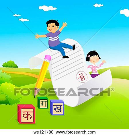 Schoolchildren with their grade card View Large Photo Image Stock Image - Schoolchildren with their grade card. Fotosearch
