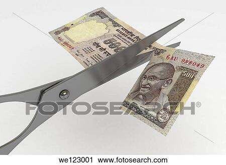 Scissor cutting Indian five hundred Rupee note representing concept of cost cutting View Large Photo Image Stock Image - Scissor cutting Indian five hundred Rupee note representing concept of cost cutting. Fotosearch