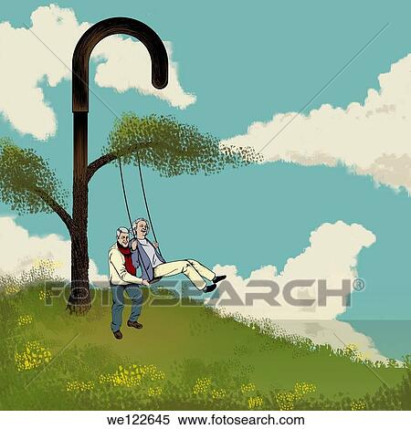 Stock Photography - Senior couple swinging. Fotosearch