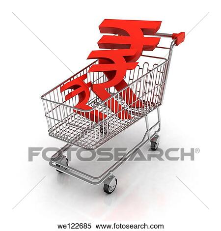 Shopping cart filled with Indian rupee symbols View Large Photo Image Stock Photography - Shopping cart filled with Indian rupee symbols. Fotosearch