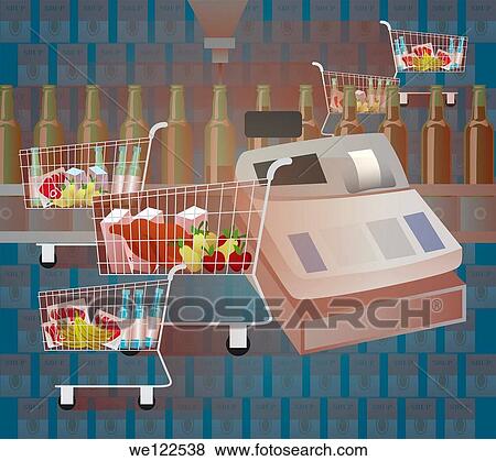 Shopping cart in a supermarket View Large Photo Image Stock Photo - Shopping cart in a supermarket. Fotosearch