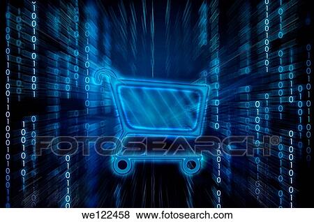 Shopping cart on binary digits View Large Photo Image Stock Photo - Shopping cart on binary digits. Fotosearch