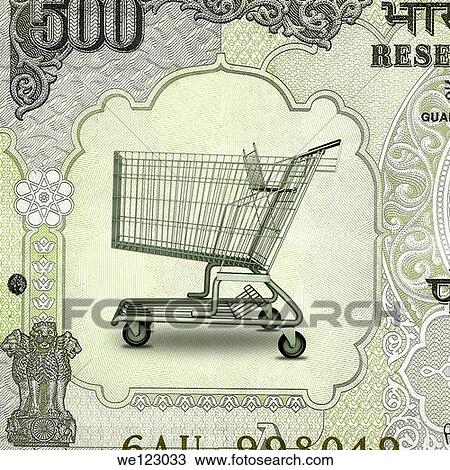 Shopping cart on Indian currency note View Large Photo Image Stock Image - Shopping cart on Indian currency note. Fotosearch