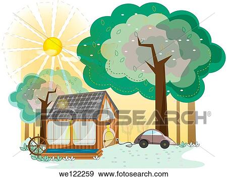 Solar powered house and a battery operated car View Large Photo Image Stock Photo - Solar powered house and a battery operated car. Fotosearch