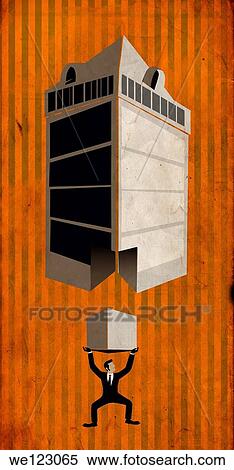 Successful businessman carrying a block to built office building View Large Photo Image Stock Photography - Successful businessman carrying a block to built office building. Fotosearch
