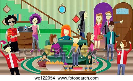 Sudden entry of parents during teenagers home party View Large Photo Image Picture - Sudden entry of parents during teenagers home party. Fotosearch