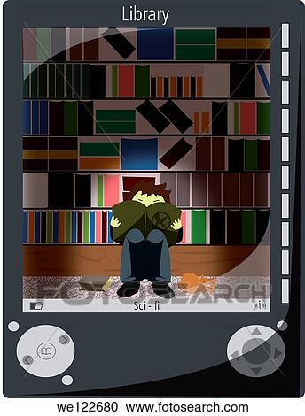 Stock Image - Tablet computer with online library. Fotosearch