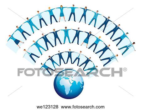 Team of business people forming WIFI symbol wave View Large Photo Image Stock Photo - Team of business people forming WIFI symbol wave. Fotosearch