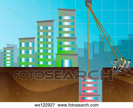 Team of businesspeople pulling a building with rope View Large Photo Image Stock Photo - Team of businesspeople pulling a building with rope. Fotosearch