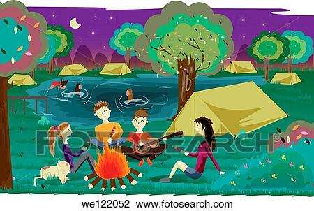 Teenagers camping in a park View Large Photo Image Stock Image - Teenagers camping in a park. Fotosearch