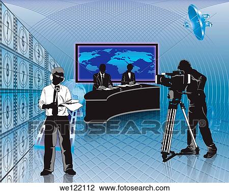 Television news presenters with a cameraman in a television studio View Large Photo Image Stock Image - Television news presenters with a cameraman in a television studio. Fotosearch