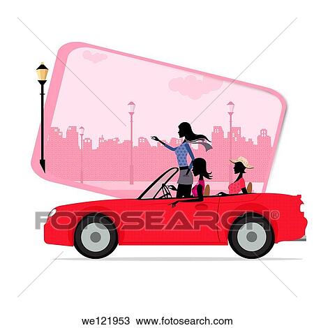 Three female friends in a car View Large Photo Image Stock Image - Three female friends in a car. Fotosearch