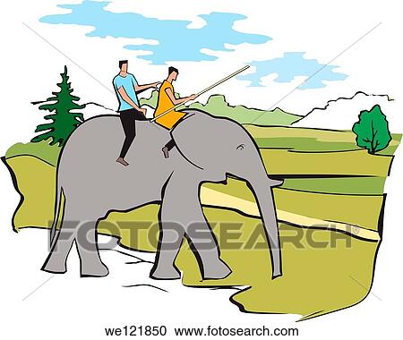 Tourist riding an elephant in the forest View Large Photo Image Stock Image - Tourist riding an elephant in the forest. Fotosearch