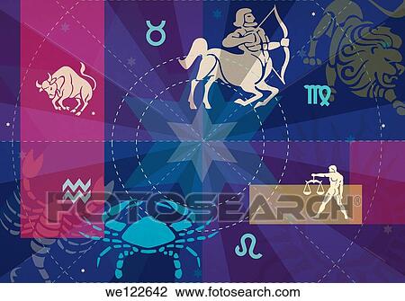 Stock Image - Twelve signs of zodiac. Fotosearch