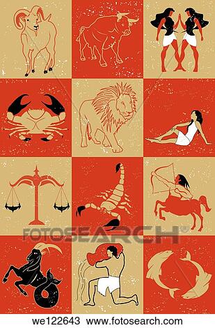 Stock Image - Twelve signs of zodiac. Fotosearch