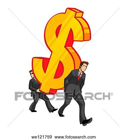Two businessmen carrying an oversized dollar sign View Large Photo Image Stock Photo - Two businessmen carrying an oversized dollar sign. Fotosearch