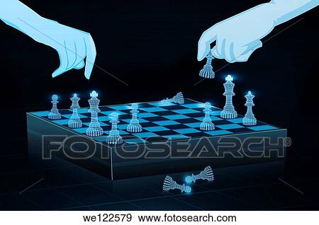 Two people playing chess online View Large Photo Image Stock Photo - Two people playing chess online. Fotosearch