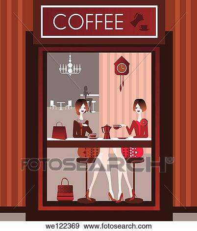 Stock Photo - Two women in a cafe. Fotosearch