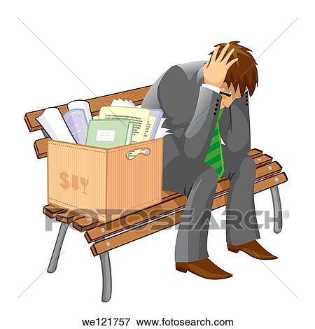 Unemployed man sitting on a bench with his head in his hands View Large Photo Image Stock Photo - Unemployed man sitting on a bench with his head in his hands. Fotosearch