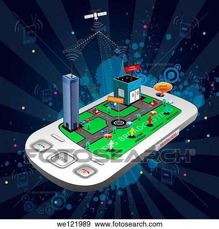 Stock Photo - Use of mobile phone for news and broadcasting. Fotosearch
