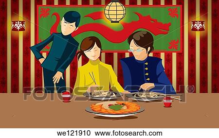 Waiter serving a couple in a Chinese restaurant View Large Photo Image Stock Image - Waiter serving a couple in a Chinese restaurant. Fotosearch