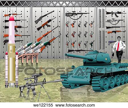 Stock Photography - Weapons in an ammunition factory. Fotosearch