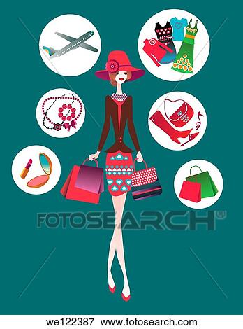 Woman carrying shopping bags and thinking View Large Photo Image Stock Photo - Woman carrying shopping bags and thinking. Fotosearch