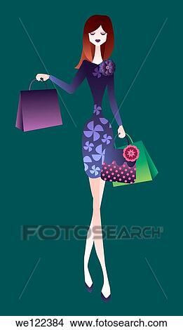 Woman carrying shopping bags and walking View Large Photo Image Picture - Woman carrying shopping bags and walking. Fotosearch