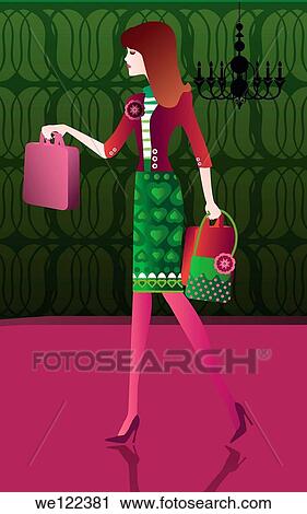 Woman carrying shopping bags and walking View Large Photo Image Stock Image - Woman carrying shopping bags and walking. Fotosearch