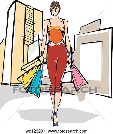 Woman carrying shopping bags View Large Photo Image Stock Photo - Woman carrying shopping bags. Fotosearch