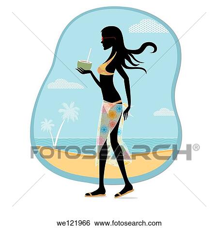 Woman enjoying coconut water on the beach View Large Photo Image Stock Photograph - Woman enjoying coconut water on the beach. Fotosearch