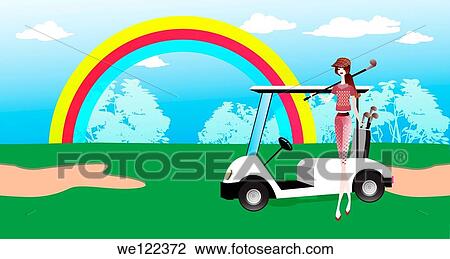 Woman in a golf course View Large Photo Image Stock Image - Woman in a golf course. Fotosearch