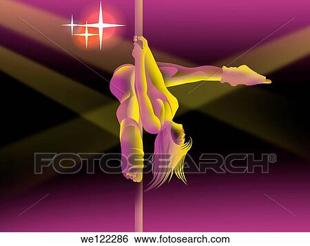 Woman pole dancing in a nightclub View Large Photo Image Stock Photograph - Woman pole dancing in a nightclub. Fotosearch