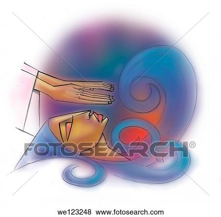 Woman receiving reiki treatment, India View Large Photo Image Stock Photo - Woman receiving reiki treatment, India. Fotosearch
