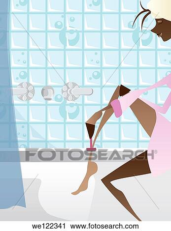 Woman shaving legs View Large Photo Image Stock Image - Woman shaving legs. Fotosearch