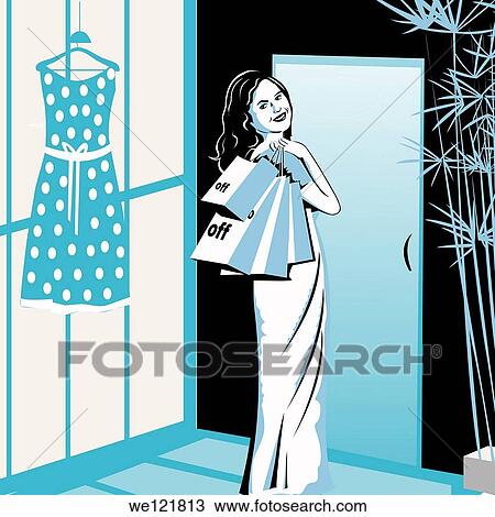 Woman shopping in a clothing store View Large Photo Image Stock Image - Woman shopping in a clothing store. Fotosearch