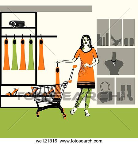 Woman shopping in a store View Large Photo Image Stock Photograph - Woman shopping in a store. Fotosearch