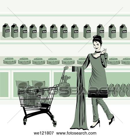 Woman shopping in a supermarket View Large Photo Image Stock Photo - Woman shopping in a supermarket. Fotosearch