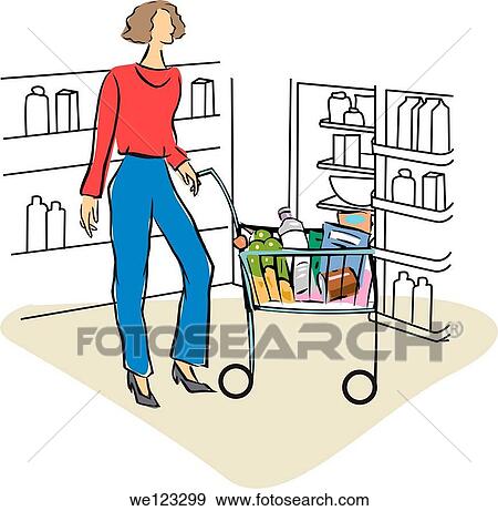 Woman shopping in a supermarket View Large Photo Image Stock Photo - Woman shopping in a supermarket. Fotosearch