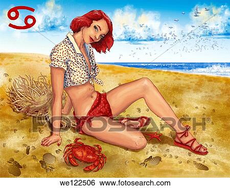 Stock Photograph - Woman sitting on the beach. Fotosearch