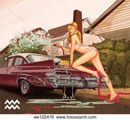 Woman washing a car with View Large Photo Image Stock Photo - Woman washing a car with. Fotosearch