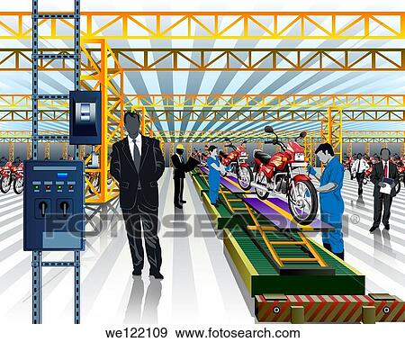 Worker testing motorcycles on production line in a factory View Large Photo Image Stock Photo - Worker testing motorcycles on production line in a factory. Fotosearch