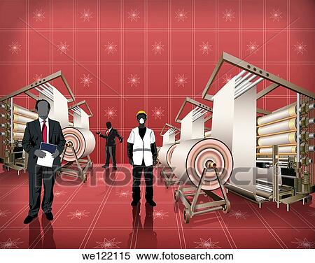 Stock Photography - Workers working in a textile factory. Fotosearch