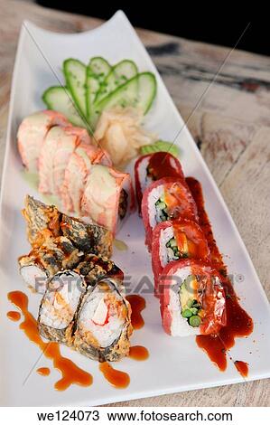 An assortment of Sushi to be served. View Large Photo Image Stock Image - An assortment of Sushi to be served.. Fotosearch