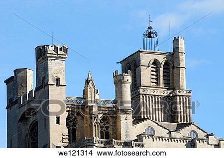 Cathedral Saint-Nazaire at Beziers in France View Large Photo Image Picture - Cathedral Saint-Nazaire at Beziers in France. Fotosearch